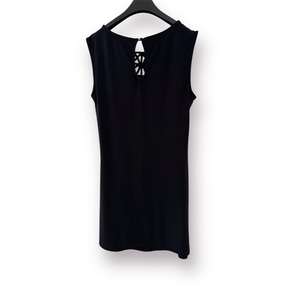 White House Black Market Mini Black Dress with Detailed Neckline - Picture 6 of 9